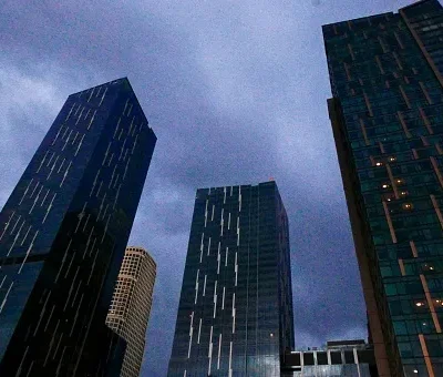 california skyscrapers at dusk